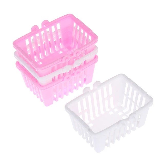 2Pcs Shopping Basket Toys Mini Supermarket Shopping Hand Basket Model Dollhouse 3