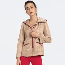 Спортивная Женская куртка для фитнеса, йоги, топы на молнии, Спортивная рубашка с капюшоном и карманом, осенняя и зимняя спортивная одежда, Женская Спортивная одежда для тренировок