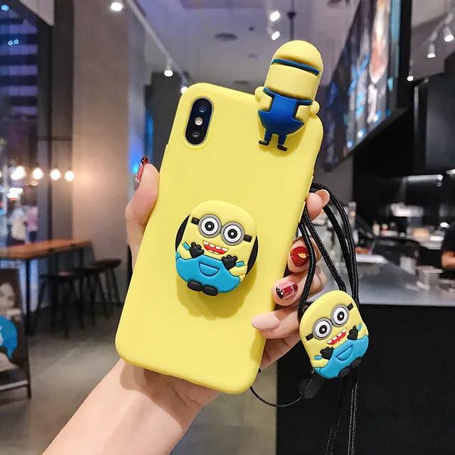 Doraemon Миньоны ремешок чехол для телефона для iPhone 11 11PRO 11PRO MAX 6 6s 7 8PLUS X XS XR XSMAX - Цвет: B
