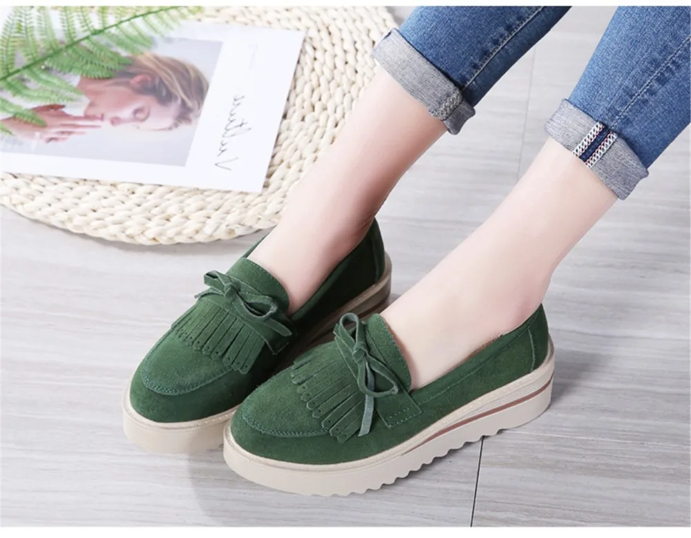 HX 2859-2019 Fashion Tassel Women's Platforms Shoes Genuine Leather Womans Sneakers-18