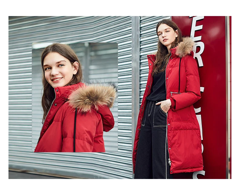 Goldfarm Women's Mid-length Korean-style New Style Large Fur Collar down Jacket Loose White down Jacket Padded Fashion
