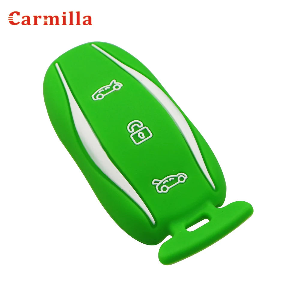 Silicone Car Key Cover Case for Tesla Model X 75D 90D 100D S 3Button Remote Key Protector Holder Shell Skin Case