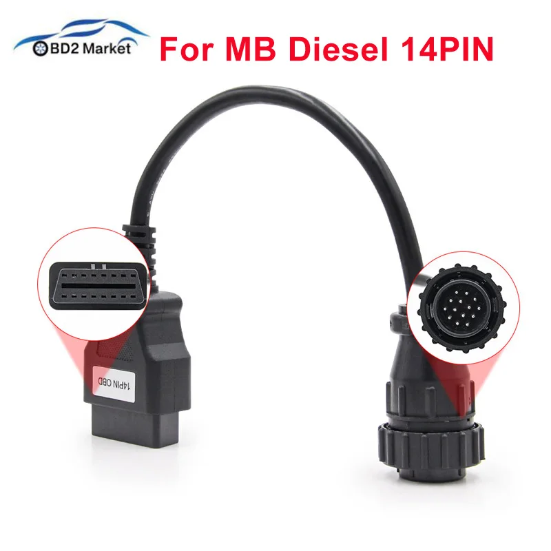 OBD2 Диагностический кабель для грузовика MB 14 Pin к 16 PIN benz diesel подключение с tcs Pro