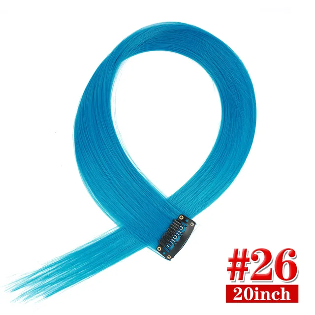 Clip in Hair Extensions Highlights Straight Long Hairpiece Hair Accessories for Girls Women Kids Doll Hair Pieces Wigs Pieces 26