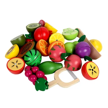 

120Pcs Cutting Fruits Vegetables Pretend Play Kitchen Toys Miniature Safety Food Sets Educational Classic Toy for Children