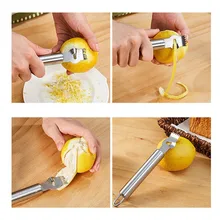 Нержавеющая сталь фрукт, лимон, апельсин терка для цитрусовых Грипсы инструмент для очистки овощей с канальным ножом и петлей кухонные инструменты
