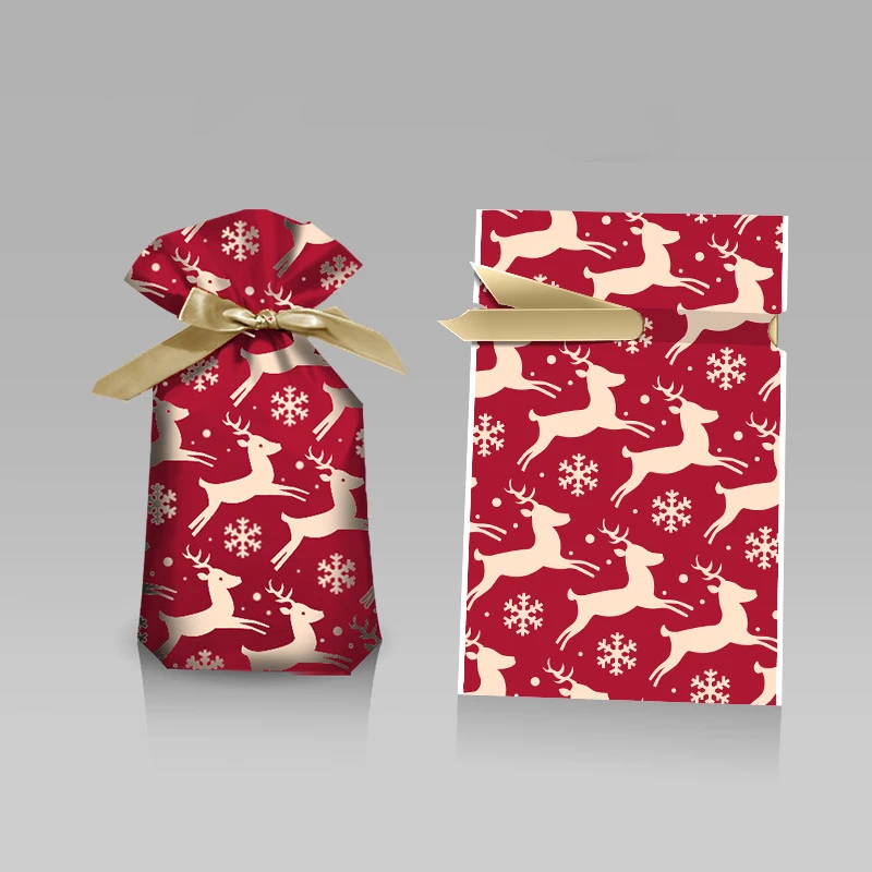 thumbnail image 1 of Bolsa de dulces de Feliz Navidad, bolsa de regalo de Papá Noel, bolsa con cordón de copo de nieve, decoraciones navideñas para el hogar, regalos de Año Nuevo 2022, 1 of 5