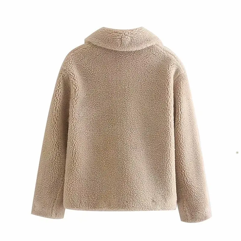 remarkable  new women autumn winter solid color warm fleece coat female long sleeve pockets single breasted jac