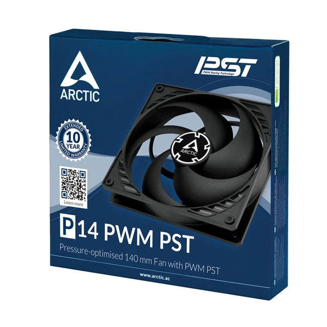 ARCTIC P14 PWM PST (5 Pack) - 140 mm Case Fan with PWM Sharing Technology  (PST), Pressure-optimised, Computer, Fan Speed: 200-1700 RPM - Black