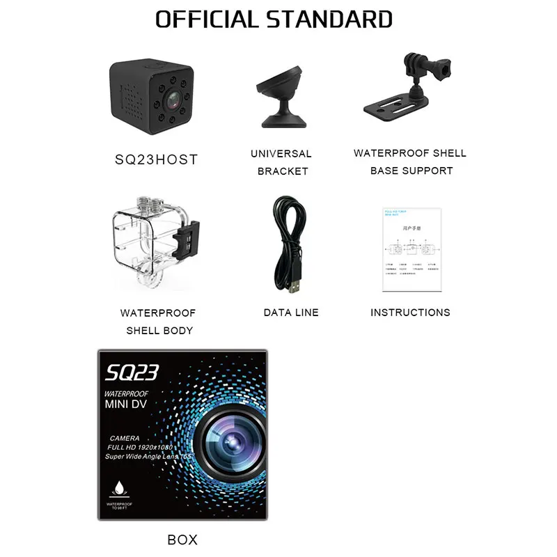 Оригинальная мини-камера SQ23 SQ13 SQ12 1080P HD SQ11 480P Camara Espia ночного видения Secret Kamera Micro Cam поддержка Скрытая TF карта - Цвет: SQ23-Black