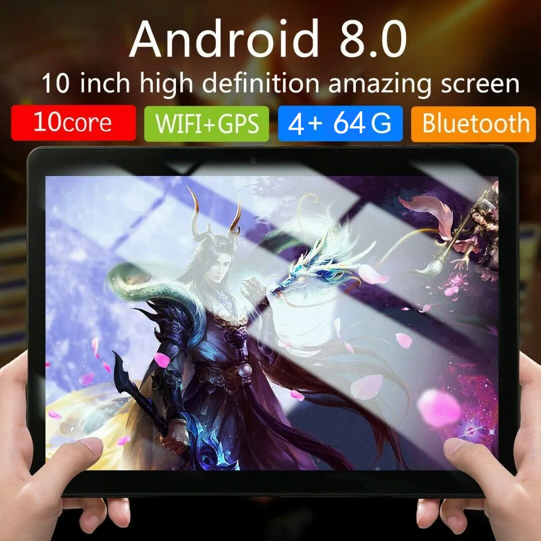 1" дюймовый планшетный ПК 4+ 64 ГБ Android 8,0 Две сим-карты Двойная ...
