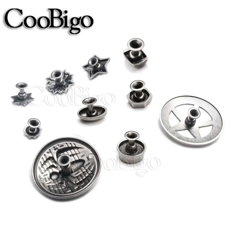 10 Sets Metal Spike Studs Rivets Vintage Riveting Button for Clothing Pants Pets Collar DIY Leather Craft craft supplies jewelry making supplies