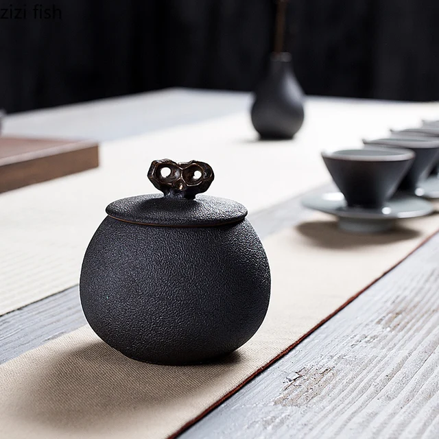 Tea Caddy Kerámia Edény Kicsi Lezárt Edények Tároló Tartály Cukros Tál Otthoni Dekoráció Doboz Teamária Szervező - Image 3