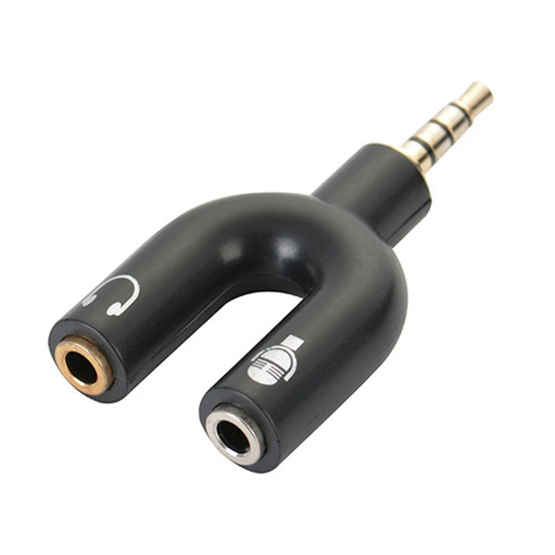 

For Mic & Earphone Splitter Audio Laptop Headphone Splitter 2pcs 3.5mm Splitter Stereo Plug U-shape Stereo Audio
