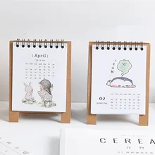 Ручной рисунок свежий мультфильм Мини Фламинго Настольный бумажный календарь двойной ежедневный планировщик настольный планировщик годовой Органайзер