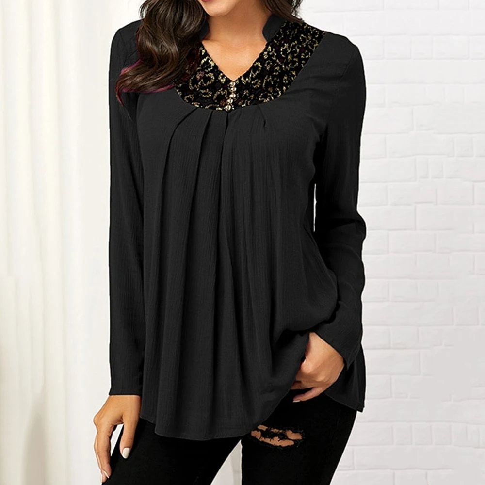 

2020 2020 Spring Women Blouses Lace Befree Ruffles Long Sleeve Button Ladies Casual Chiffon V-neck Plus Size 5XL Shirts