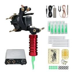 DragonHawk Tattoo Machine Kit Tattoo Coils Wtih Power Tattoo Grips Kits Permanent Makeup Machine Beginner Set