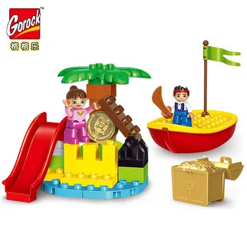 

Castle War Pirate Story Set Big Building Blocks DIY Assemble Educational Toys For Children Compatible Bricks Boy Gift