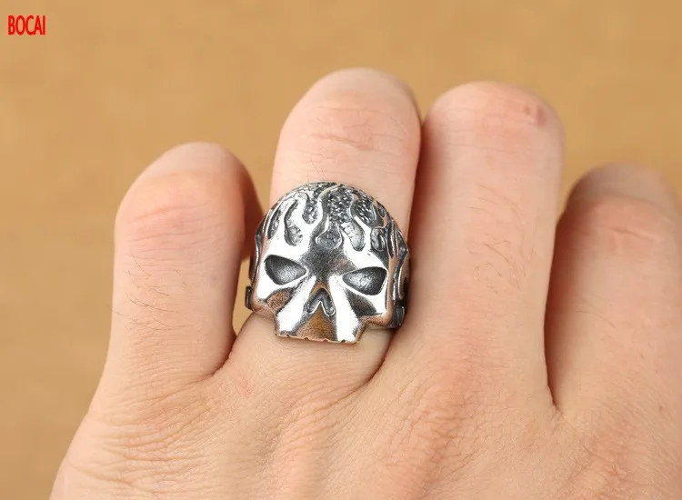 

Real S925 Sterling Silver Jewelry Fashion Trend Korean Personality Men's Thai Silver Open Silver Ring