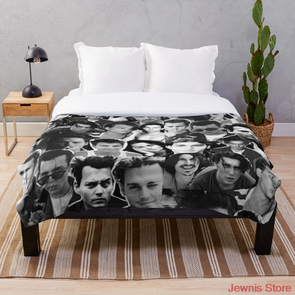 YoungJohnnyDeppBlanketWarmCozyLetterThrowBlanketPrintonDemandSherpaBlanketsfor