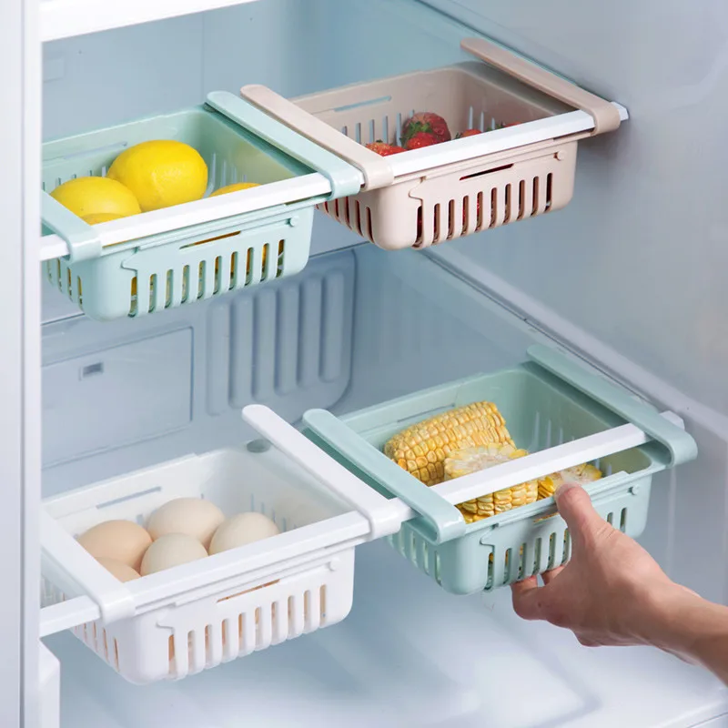 1 шт. расширяемый ящик для хранения холодильника Экономия пространства кухонная регулируемая полка холодильника с морозильной камерой ящик дропшиппинг
