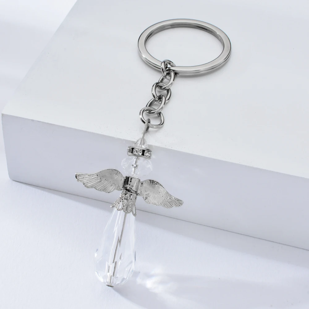 

Fashion natural rhinestone stone pendant key chain silver white crystal key chain jewelry jewelry gifts