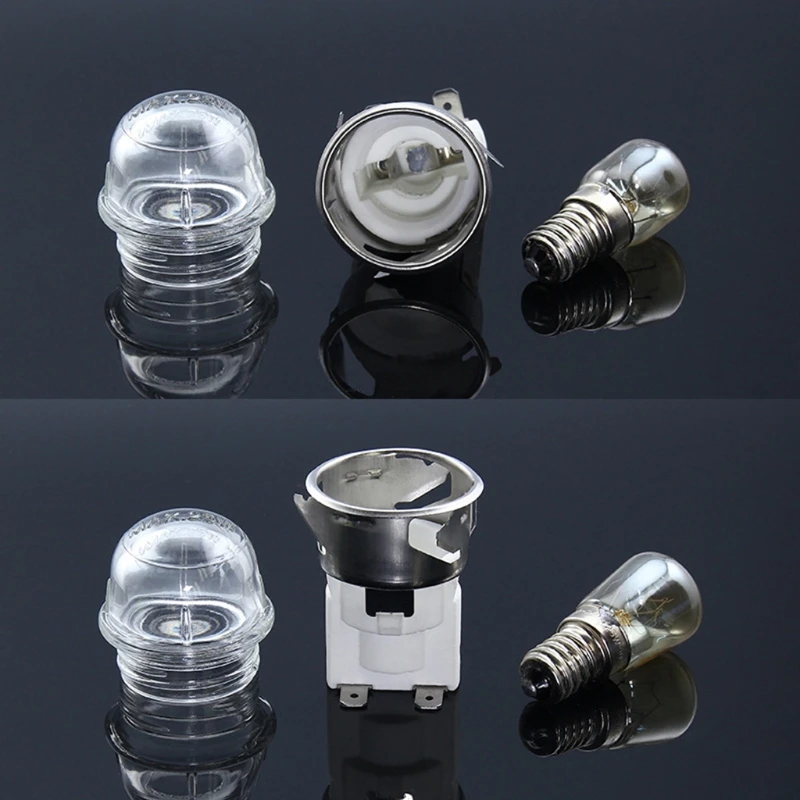 1 Pc Microwave Lamp Oven Light Bulb w/ Base 25W Voltage 110V / 250V Flat Head Tempered Glass Heat Temp 500℃ &