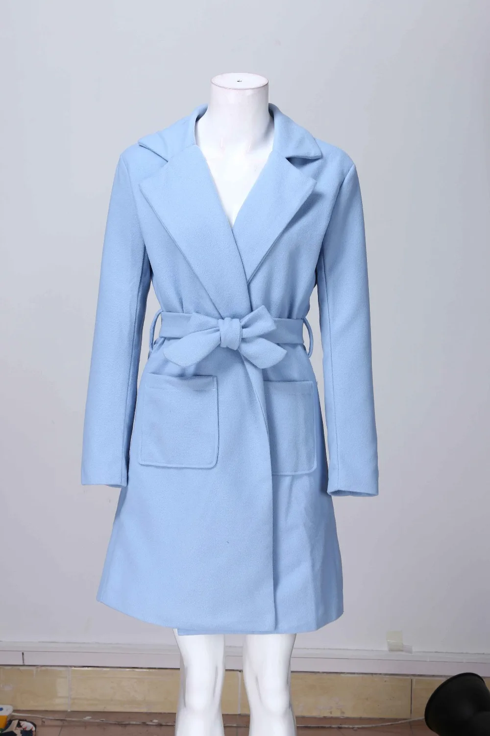 Feitong, осенне-зимнее пальто, смесь, женское, длинный рукав, сплошной цвет, высокая талия, повседневное, Свободное пальто с поясом, женская верхняя одежда