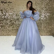 Magic Awn Off The Shoulder Organza Wedding Dresses Long Puffy Sleeves Pearls Beaded A-Line Women Mariage Gowns Vestidos Novia