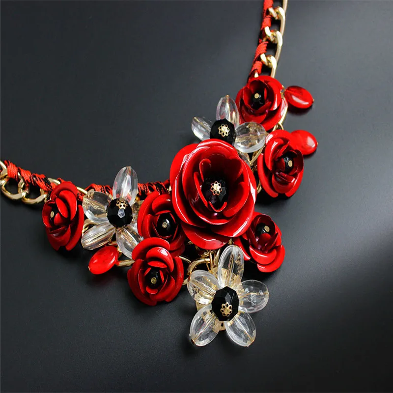 Colorful Flower Necklace Luxury Weave Popular Creativity Charm Women Jewelry Unique Design Vintage Pendant | Украшения и