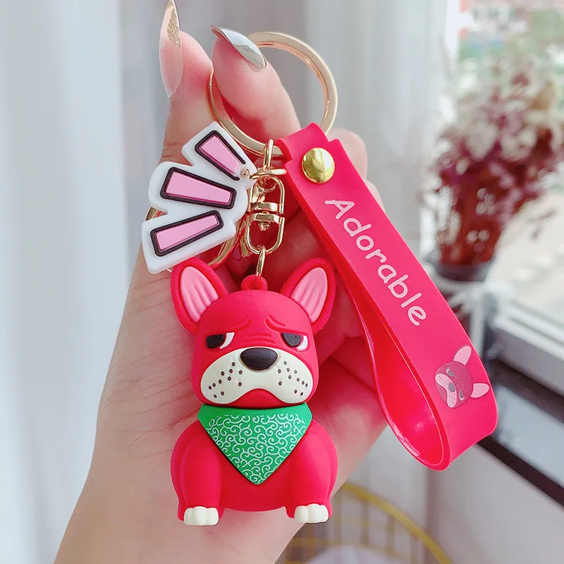 Punk Cute Pokemon Bulldog Keyring Pet Dog Keychain Women Men Car Bag Charm  Trinket Couples Car Key Ring Key Chain Jewelry Gift - AliExpress