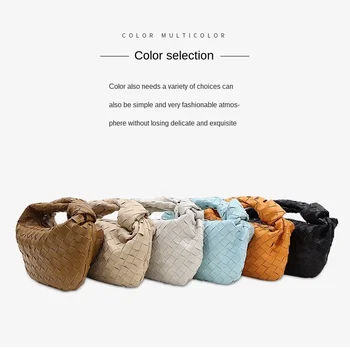 

2020 new bag women's leather woven ox horn bag soft surface leather hand carry small bag hand carry one women's bag