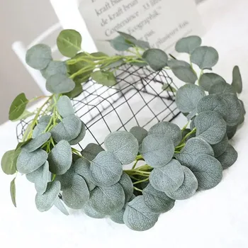 

DIY Artificial Eucalyptus Vines Faux Silk Silver Dollar Eucalyptus Hanging Garland Greenery Plant Festival Party Supplies