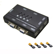 Aliexpress - 4 Ports USB2.0 KVM Switch Manual Control 4 PC Hosts by 1 Set of USB Keyboard Mouse and VGA Monitor Multi PC Manage Send Cables