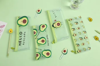 

Cute avocado translucent pvc Pencil Case pencil bag for kids Stationery office school supplies Escolar Papelaria
