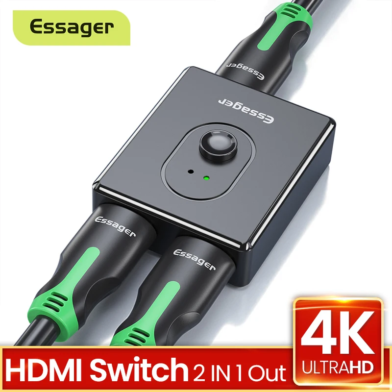Разветвитель Essager HDMI-совместимый с 4K HD двунаправленный 2 0 1x2 2x1 адаптер в 1 выход HDMI
