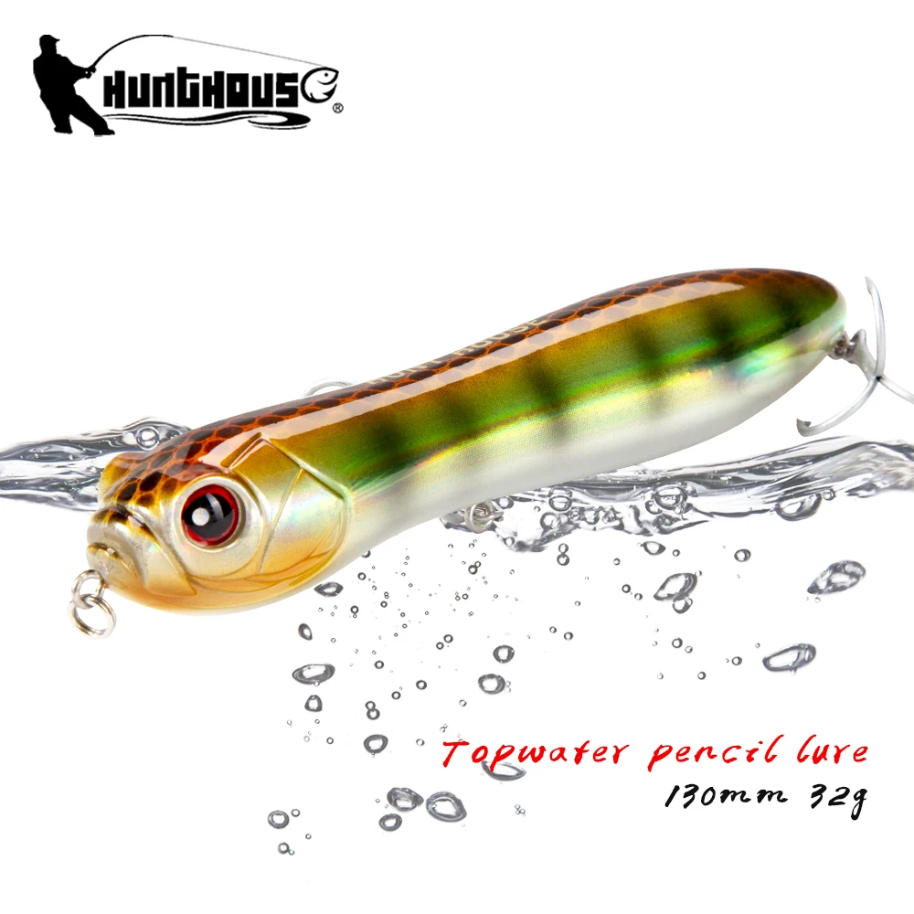 Hunthouse Pencil Fishing Lure Oberflächenköder 11/13cm Hochwertiger Pencil-Fischköder für Barsch und Hecht Crazy Snake Head Holographisch