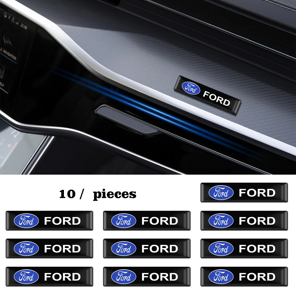 

10PCS Car Styling 3D Epoxy Decoration Stickers Decals Emblem For Ford Emblem Focus 1 2 3 Kuga Fusion Mondeo Fiesta Transit