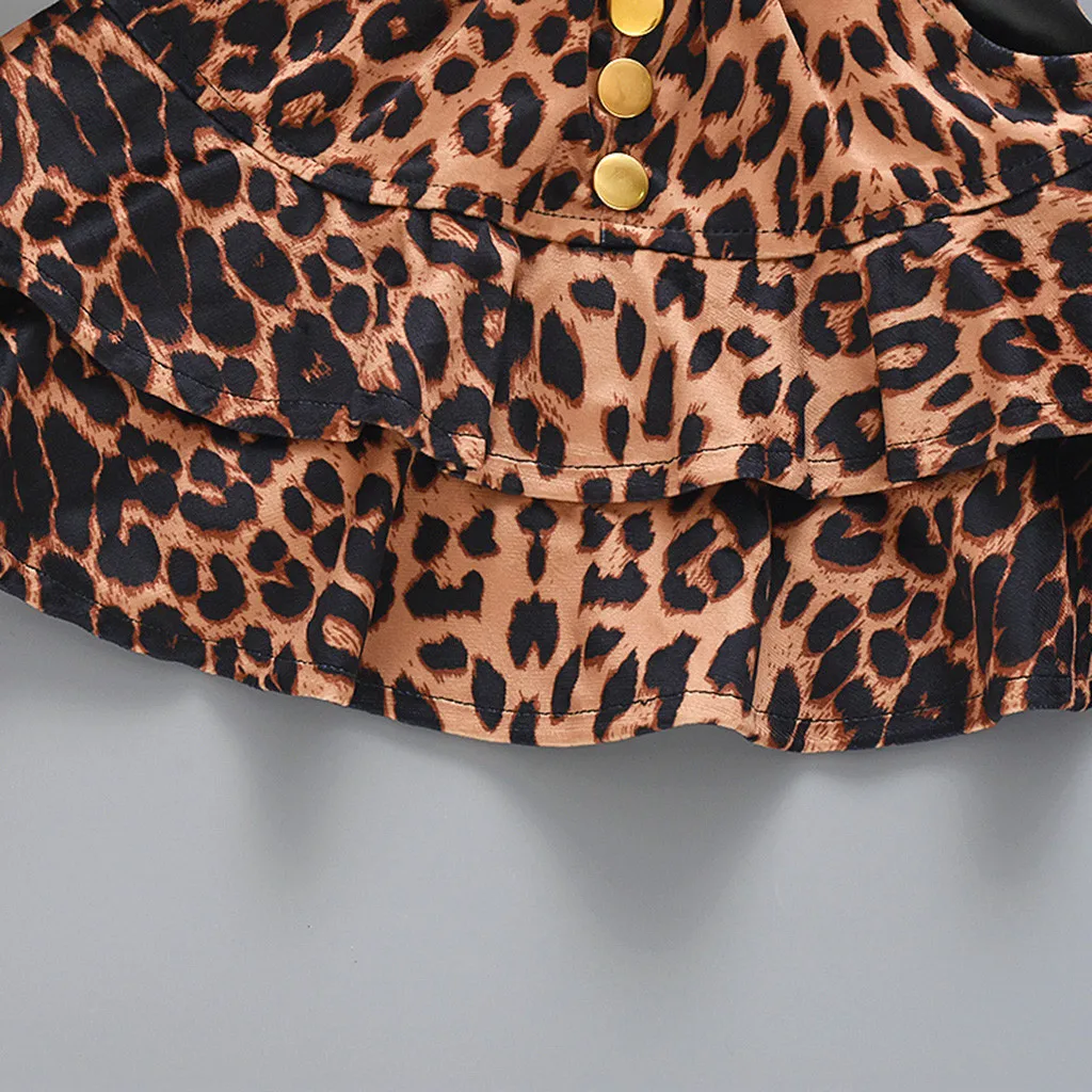 Юбка; детская мини-юбка; детская плиссированная леопардовая клетчатая юбка с рюшами и карманами на пуговицах; верхняя юбка; одежда;