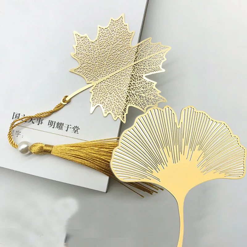 

Vein Tasseled Leaf Bookmarks Literature Art Students Supplies Brass Leaf Bookmarks Gifts