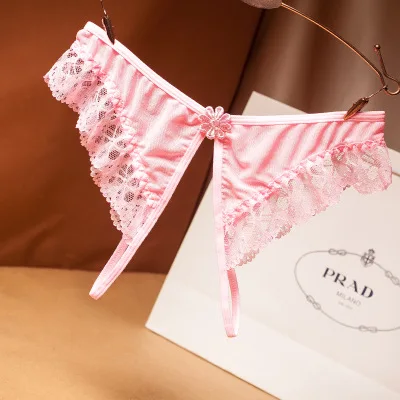 Pink Женское Сексуальное белье Танга Exoticas сексуальные женские стринги прозрачные кружевные трусики - Цвет: Pink
