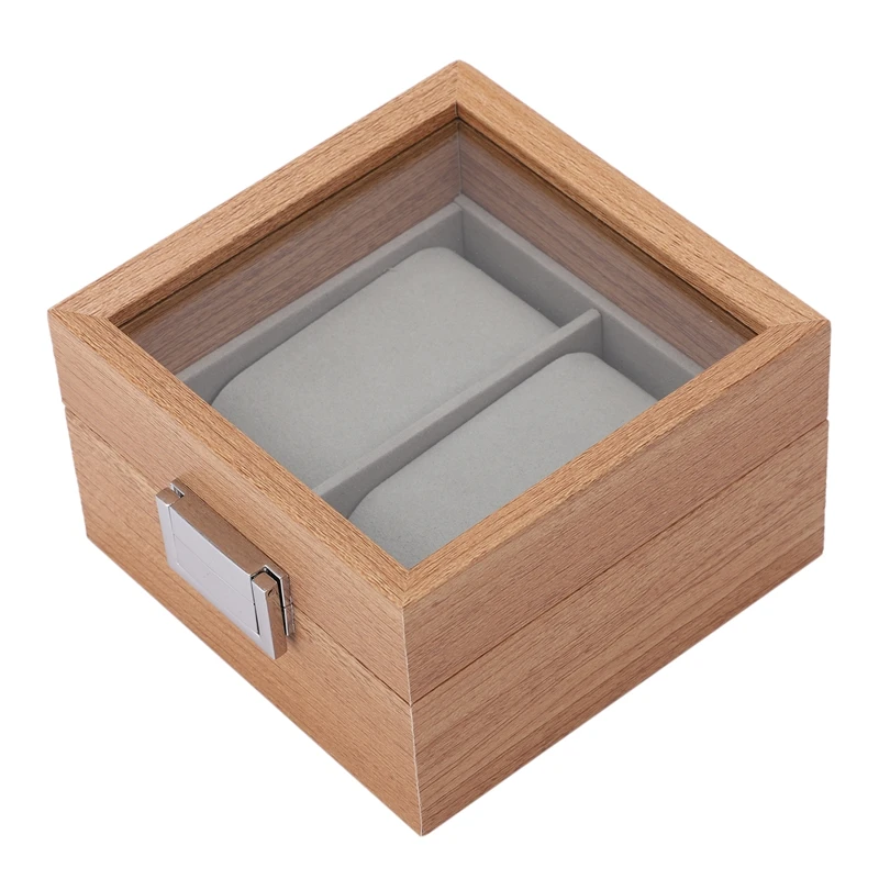 

Wooden Watch Box 2 Grids Organizer Storage for Clock Watches Display Case Holder Storage Jewelry Boxes Best Gift