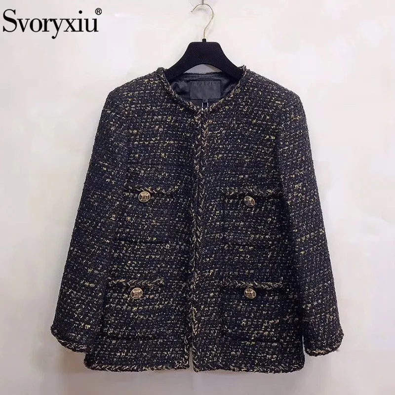 

Svoryxiu Designer High End Winter Jackets Coat Women's Coarse Fiower Silk lining Vintage Loose Overcoat Outwear Ladies
