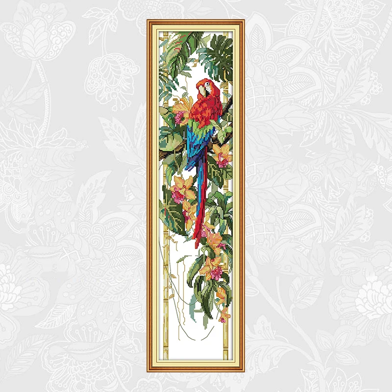

The Scarlet Macaw Patterns Printed Fabric Cross Stitch kits Handmade Beginner Embroidery Needlework Accessory Sets