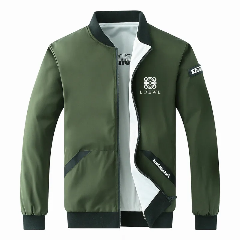 

2019 Spring Autumn LOEWE Print Men's Bomber Jackets Casual Male Outwear Windbreaker Stand Collar Jacket Mens Baseball Slim Coats