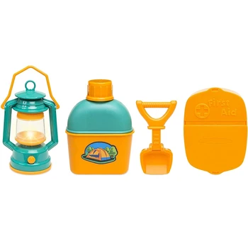 

4 Pcs Kids Outdoor Adventure Kit Camping Beach Digging Gear Light, Shovel, Water Bottle, First Aid Kit Kids Toys Parent-Child In