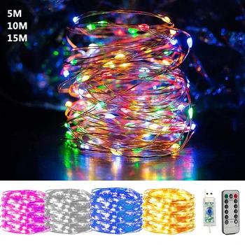Leadly 5/10/20M Strip Licht Led String Licht Cooper Draad Usb Control Kerst Licht Voor Guirlande holiday Fairy Wedding Party Leadly 5/10/20M Strip Licht Led String Licht Cooper Draad Usb Control Kerst Licht Voor Guirlande holiday Fairy Wedding Party
