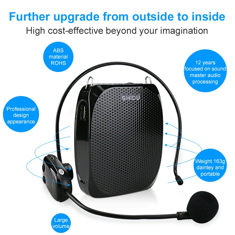 SHIDU S611 10W Amplificatore di Voce UHF Microfono Senza Fili Portatile Mini Speaker Audio Per Gli Insegnanti Tourrist Guida Istruttori di Yoga