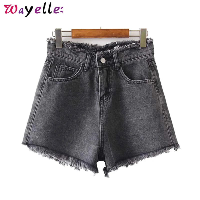 2019 джинсовые женские шорты стильные карманы на молнии повседневные Черные синие