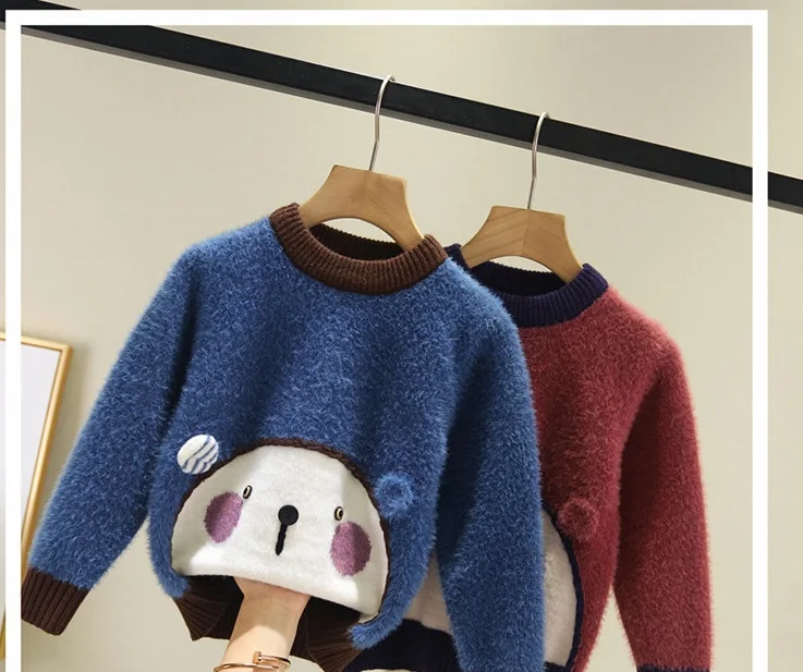 

Fashion influx boy sweater sets new children's imitation water velvet foreign gas plus velvet thickening children boys autumn an